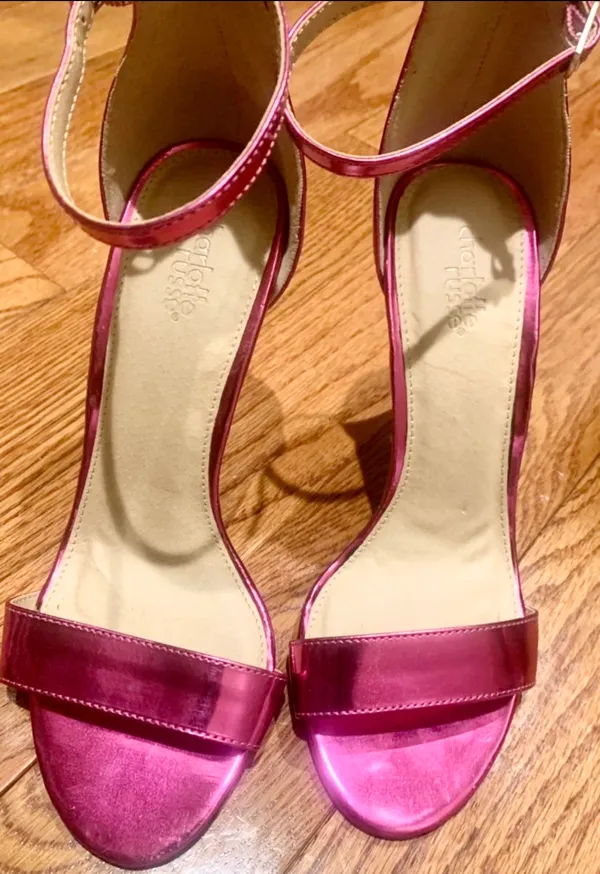 Charlotte Russe Metallic Fuchsia ankle strap Barbiecore Stilettos size 7 - Image 7