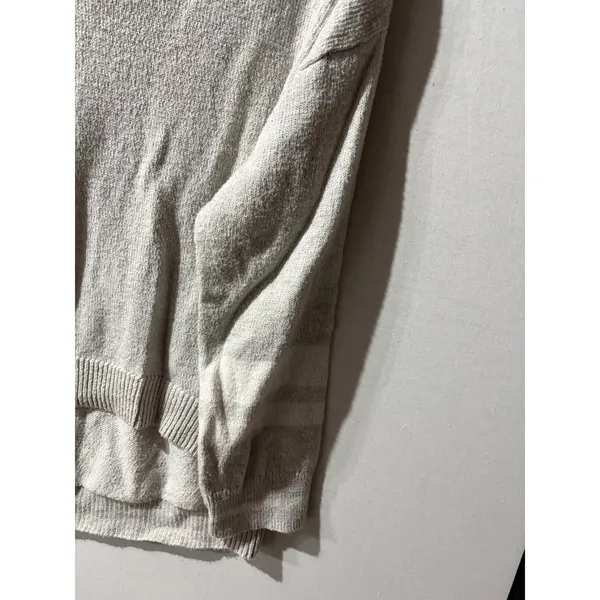 American‎ Eagle Knit Hooded Pullover Sweater Light Gray Button Neck Size L - Image 4