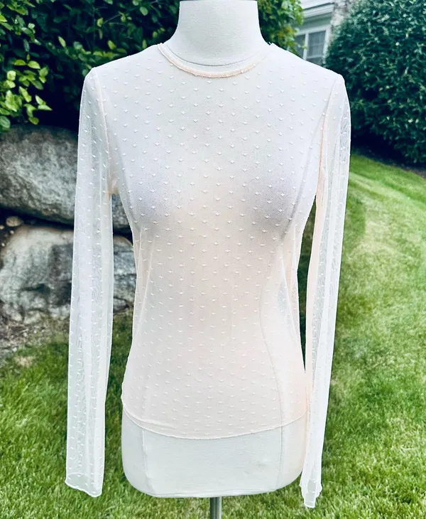 Forever 21 off white sheer lace polka dot top - Image 4