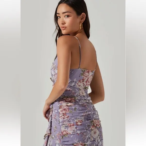 Free People ASTR The Label Kiana Floral Ruched Midi Dress Size XS - Image 4