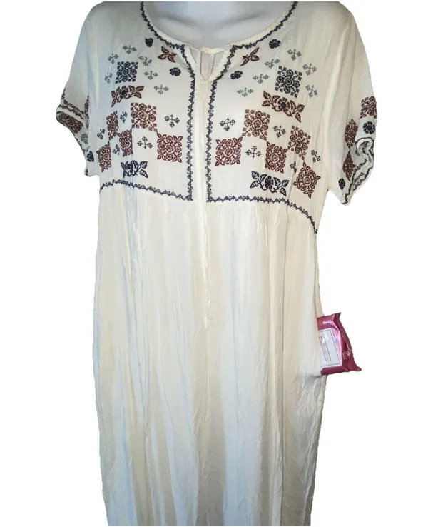 Piper And Scoot L Dress Women’s Cream Floral Embroidered Maxi Cottage Core - Image 7