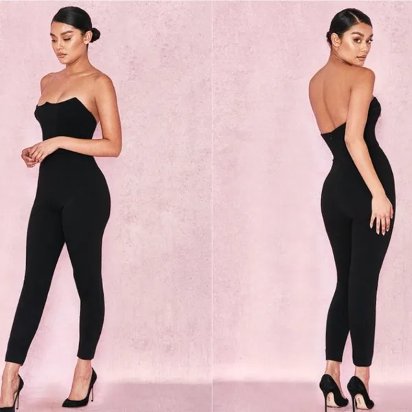 HOUSE OF CB Millie Black Strapless Jumpsuit - Image 2