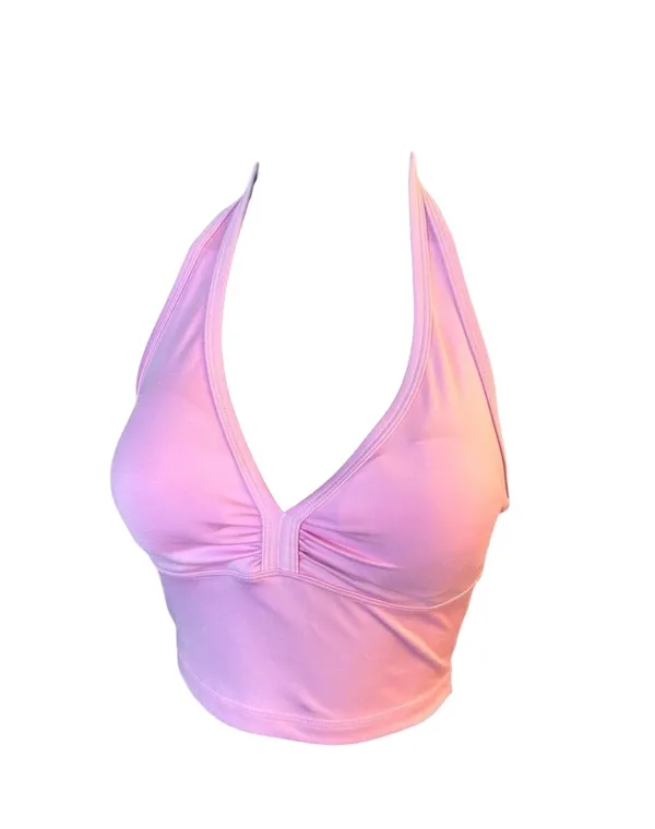 Pink Frankies Bikinis Active halter crop top in a small #activewear #halter - Image 2