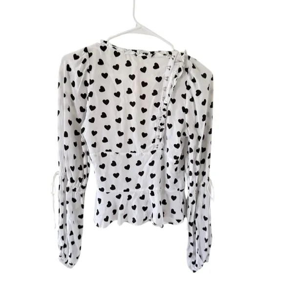 For Love & Lemons Willow Black & White Heart Blouse - Image 7