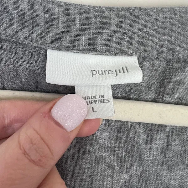 Pure Jill by J Jill 100% Cotton Button Front Side Slit Soft Cozy Blouse Top Sz L - Image 6