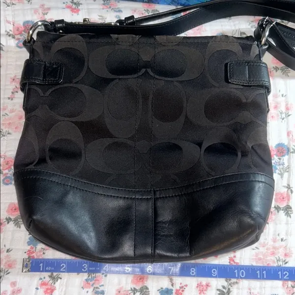 Vintage Coach Sateen Monogram and Leather/Silver Chain Shoulder/Crossbody Bag - Image 10