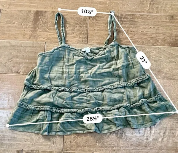 American Eagle Women’s Sleeveless Ruffle Tank Top Green Size XL EUC - Image 6