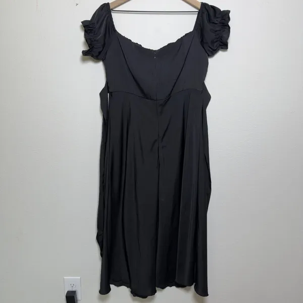 Women‎ Milkmaid Maxi Whimsigoth Dress Large Black Satin Puff Sleeve Ruched Bust - Image 10