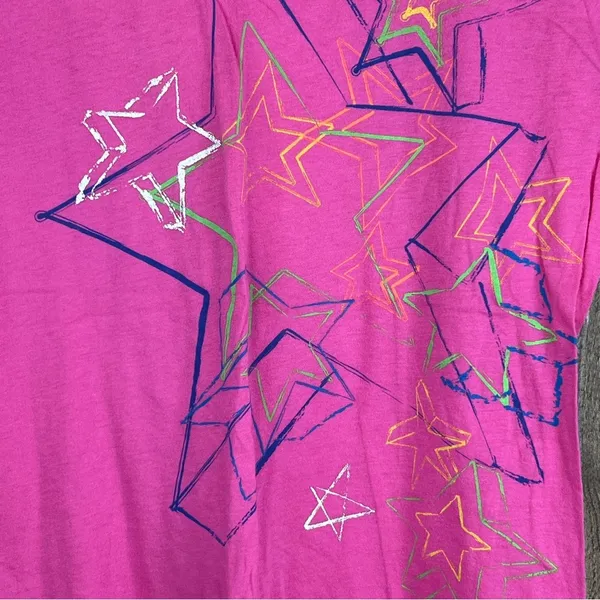 No Boundaries Size Large (11-13) Pink V-Neck Short Cap Sleeves Star Grap… - Image 5
