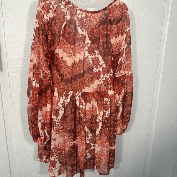 Show Me Your MuMu Red and Pink Floral Tunic Dress Size Small EUC - Image 6