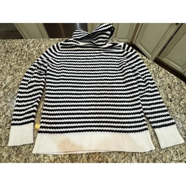 Banana Republic Black & White Filpucci Wool Alapaca Sweater Size Large Striped - Image 3