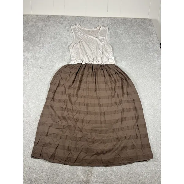 prAna Perry Small‎ Block Midi Dress Sleeveless Scoop Neck Green/cream Pockets - Image 6