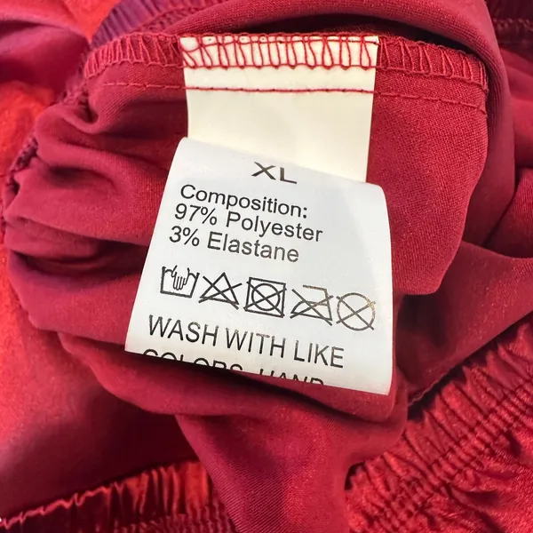 Red Satin Pajama Shorts XL Black Trim Valentines Silky - Image 3