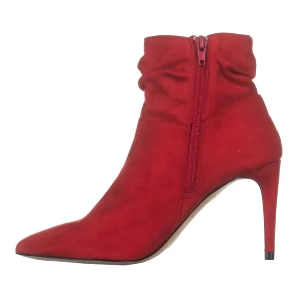 XOXO Taniah Ankle Boots Womens 7.5 Red Slouchy Stiletto Pointed‎ Toe Booties - Image 3