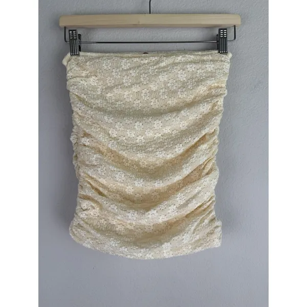 FP One By Free People Ona Ruched Cream Convertible Mini Skirt Shirt‎ Women's XS - Image 12