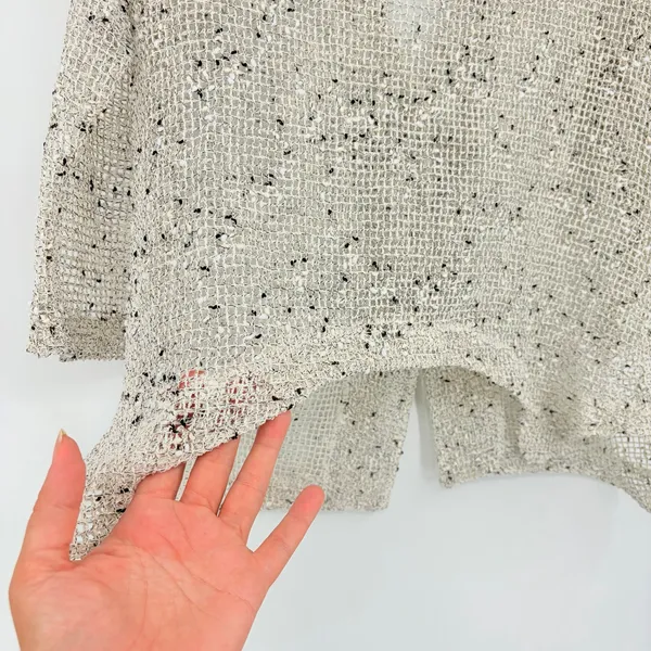 Hailey Lyn Open Weave Cardigan Womens Top Sz L Coastal Lagenlook Boho Button - Image 6