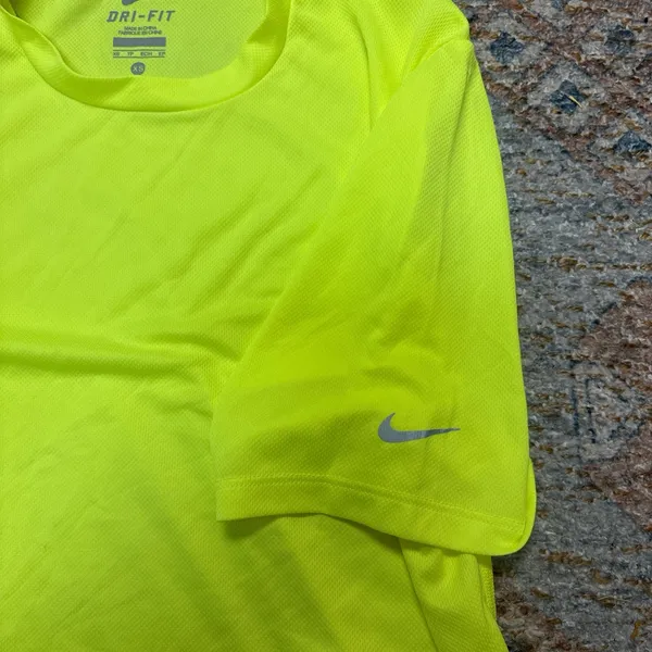 Nike Women's Neon Yellow Short Sleeve Tee - Image 5