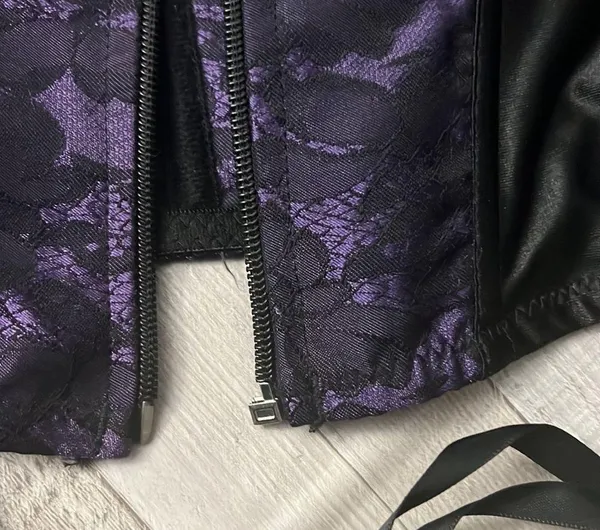 Corset style top purple/black damage zipper M - Image 4