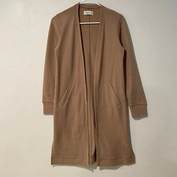Abercrombie & Fitch Cardigan XS Brown Soft A&F Cozy Longline Sweater - Image 3