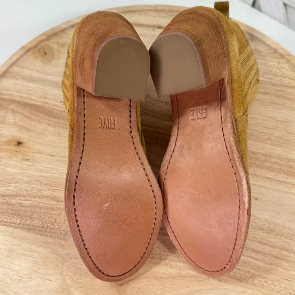 Frye Alton Suede‎ Chelsea Ankle Boots Bootie Block Heel Tan Womens Size 7.5 - Image 7