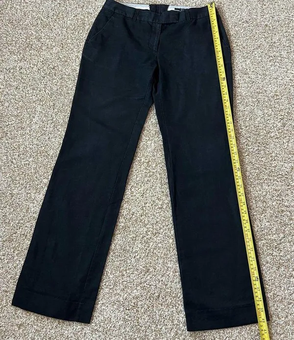 H&M Black Dress Pants Mid-Rise Straight Leg Linen Blend Size 8 - Image 7