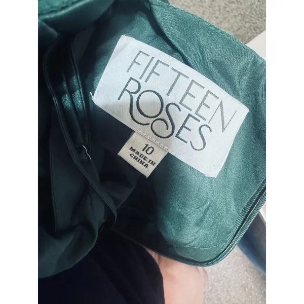 Fifteen Roses Green Satin Formal Dress tulle short full flare skirt prom sz 10 - Image 8