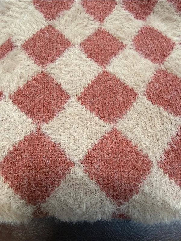 Sincerely Jules Blush and Rust Argyle V-Neck Sweater Vest - Image 3