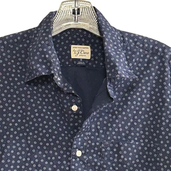 J.Crew Women’s S Blue‎ Floral Short Sleeve Button-Up Shirt Casual Summer - Image 4