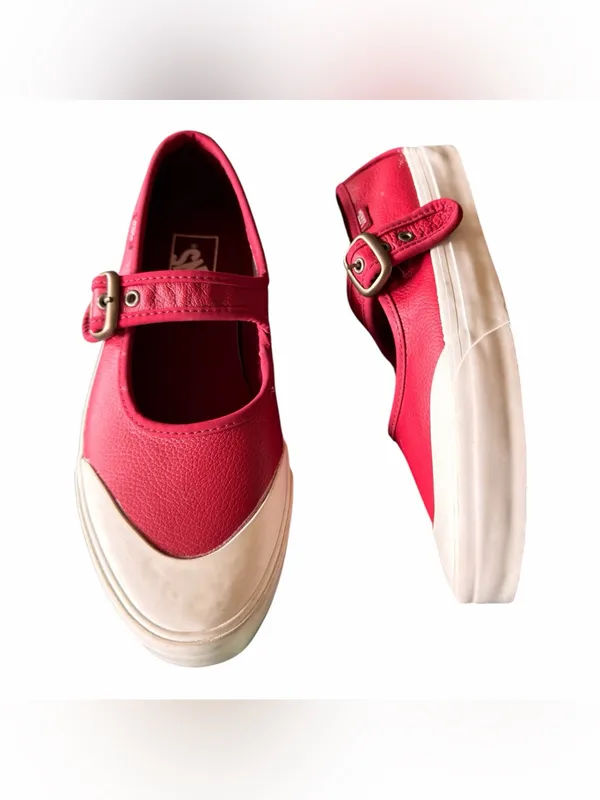 NEW VANS Leather Mary Jane Shoe Bordeaux / Red / Burgundy M-6.5 W -8 - Image 8