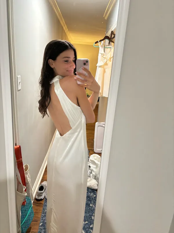 Meshki Claire Satin Drape Back Maxi Dress - Image 2