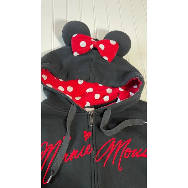 Authentic Disney Parks Minnie Mouse Signature Zip-Up Costume Hoodie Black Red XL - Image 7