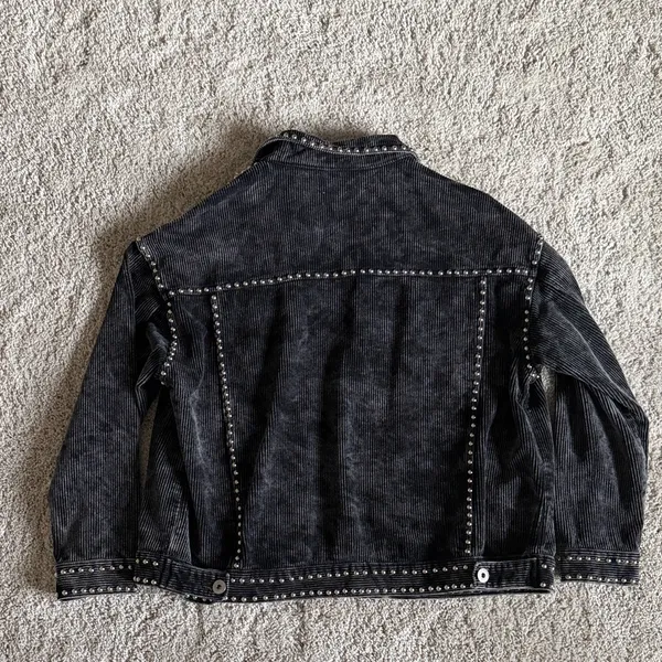 12th Tribe Black Studded Corduroy Jacket - Image 4