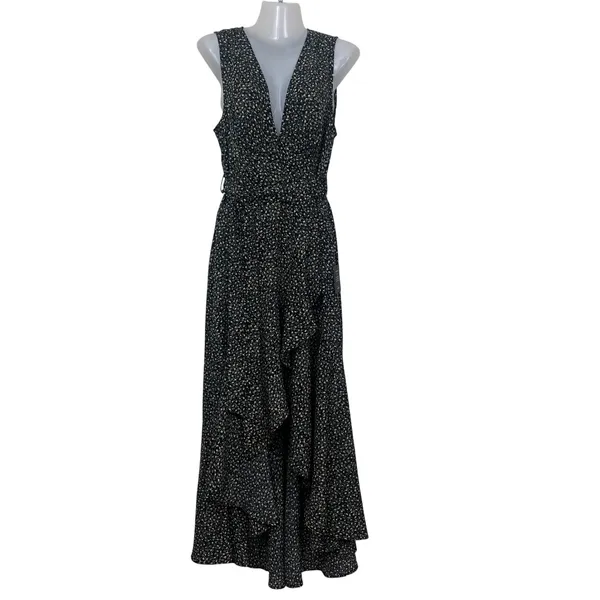 Lulus Women's M NWT Black Flowy Floral Ditsy‎ Sleeveless High-Low Maxi Dress - Image 2