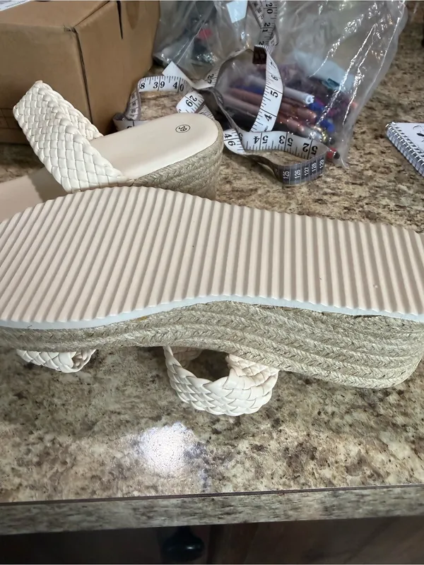 Woven Cream Platform Sandals for Women - Elevated Casual Style - Image 6