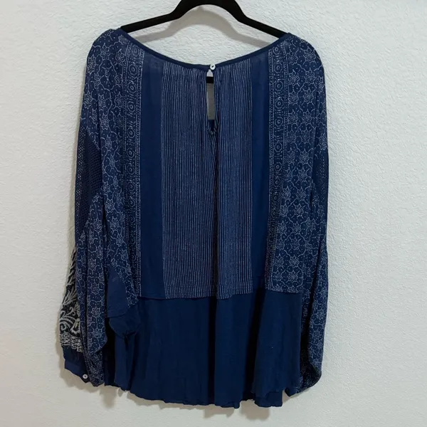 Free People Indigo Dreams Oversized Tunic Top Navy Blue Small NEW Boho Chic - Image 7