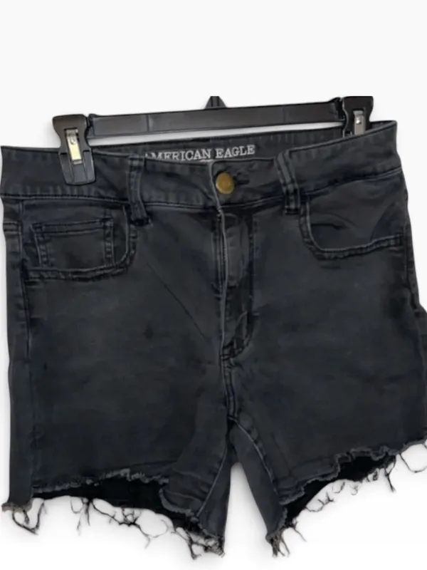 American Eagle Outfitters AEO Women's Black Distressed Denim Stretch Shorts - Image 6