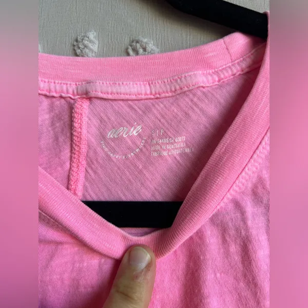 Aerie Oversized Short Sleeve Tee Sz S Neon Pink - Image 4