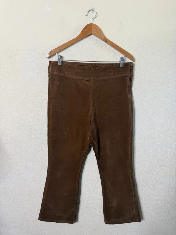 Free People In‎ My Feelings Cropped Bootcut Cord Pant in Chocolate Brown Size L - Image 6