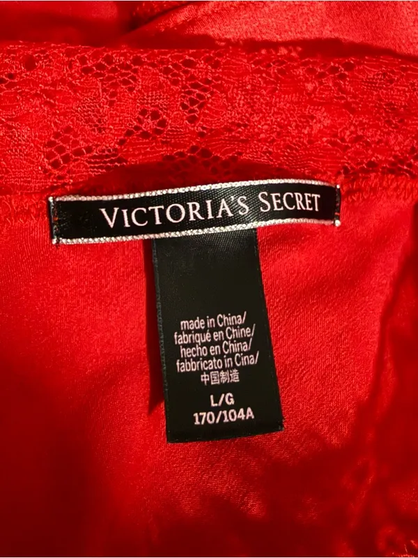 Victoria's Secret Red Satin & Floral Lace Trim Cami Top - Large - Image 3