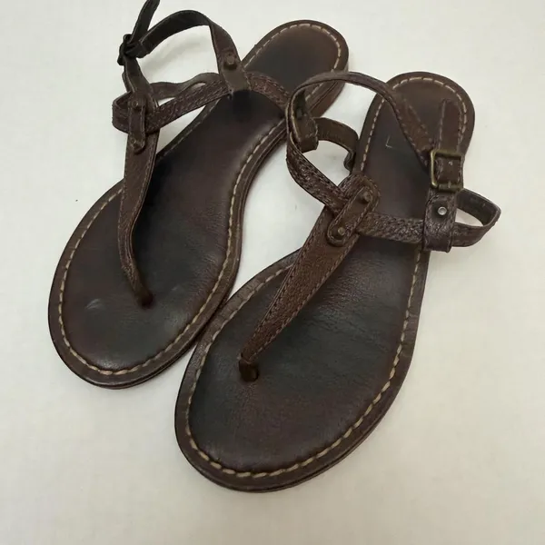 Frye Leather Thong Sandals Shoes Womens Size 6 Brown Buckle Adjustable Strap - Image 8