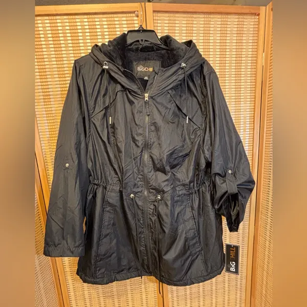 Big Chill black hoodie windbreaker fleece lined waist cinch Plus size 3XL jacket - Image 2