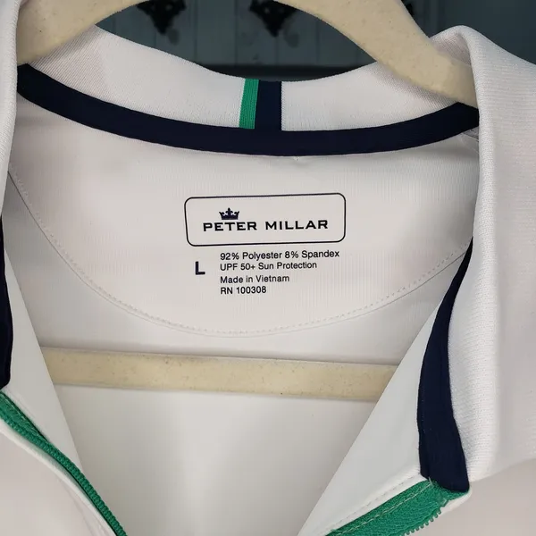 Peter Millar Pullover L White Quarter Zip Golf Tennis - Image 3