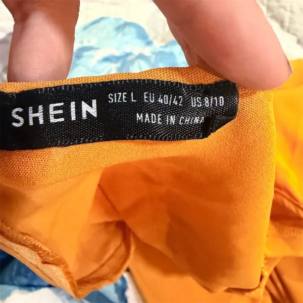 SHEIN Dress Womens Size L Mustard Yellow Sheath Knee Length Short Sleeve - Image 2