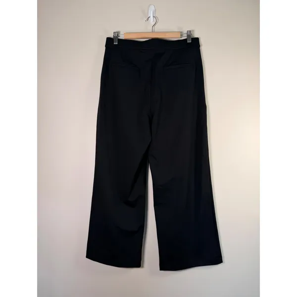 Halara Black High‎ Waisted Wide Leg Petite Trousers Pleated Workwear Pants L - Image 5