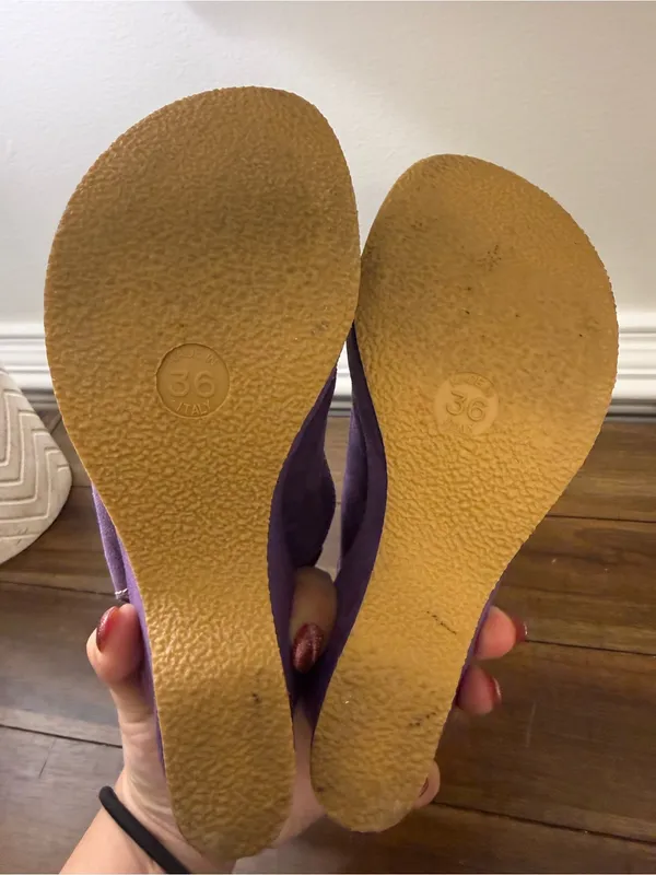 Sundance Purple Suede Slingback Wedge Sandals size 36 - Image 5