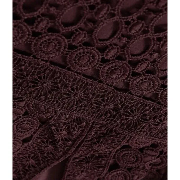 Abercrombie & Fitch Lace Crochet V-Neck Skater Dress Burgundy Mini Dark Romantic - Image 5