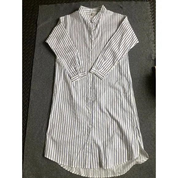 Knitted sweater and Stripes Shirt Dress Women‎ long-Length Shirt Dress - Image 4