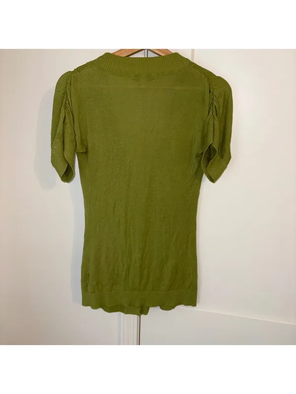 Peppe Peluso $168 Woman’s S Green Short Sleeve Button-Up Cardigan Shirt Size S - Image 7