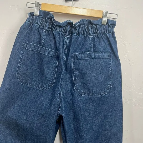 Gap Jeans Womens 6T Blue Denim Paperbag Regular Fit Elastic Waist Pull On - Image 6