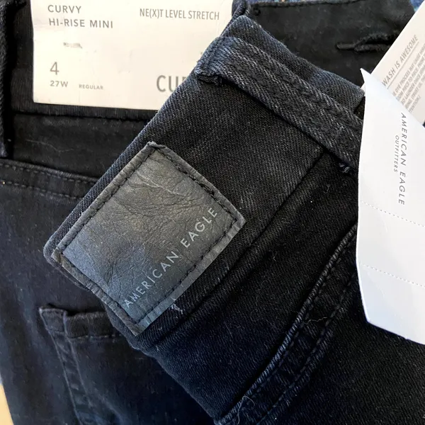 American Eagle Curvy Hi-Rise Mini Skirt Next Level Stretch Distressed Black 4 - Image 4